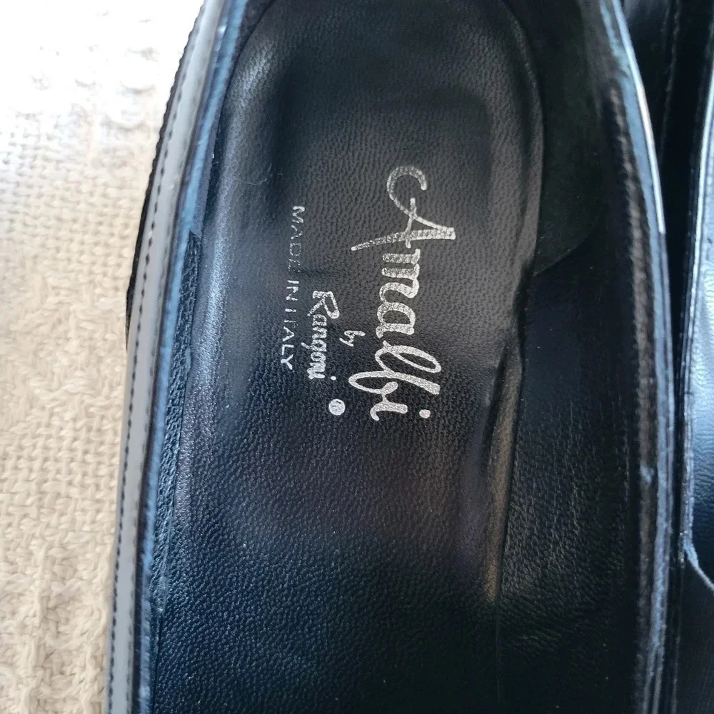 𝅺AMALFI BY RANGONI Black  Low Heel Leather Slip On Loafer - Picture 11 of 13